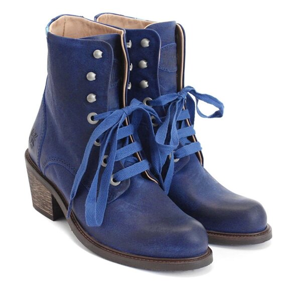 John Fluevog Adriana Nuni Lace-Up Winter Boot / Size 8 / Blue Distressed - Picture 1 of 13